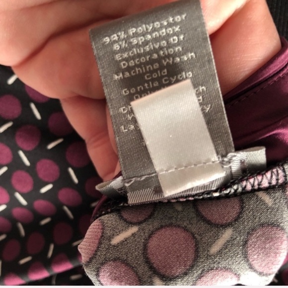 Ann Taylor purple multicolor pattern v-neck faux wrap top XL - Picture 6 of 9